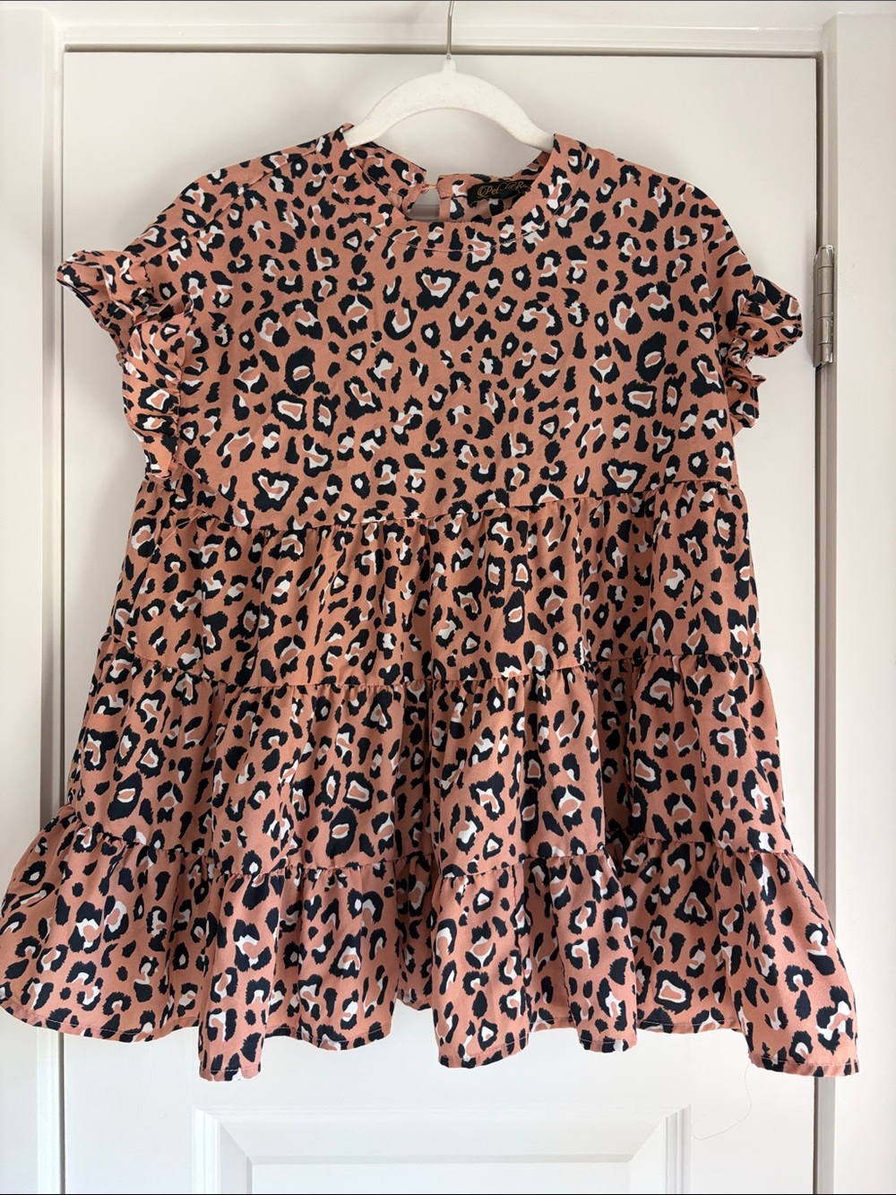 💙 Women’s Pink Leopard Tiered Ruffle Blouse